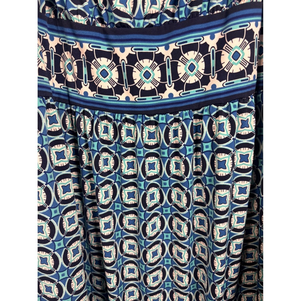 Max Studio Dress Womens XL Blue Geometric Empire Waist Excellent - Picture 9 of 10